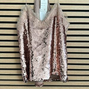 Racerback pink sequined top